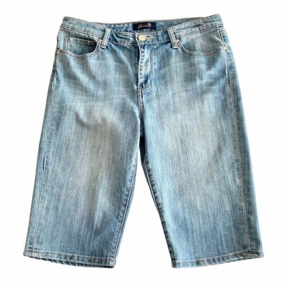 Seven7 Denim Shorts Blue Stretch Pockets 12